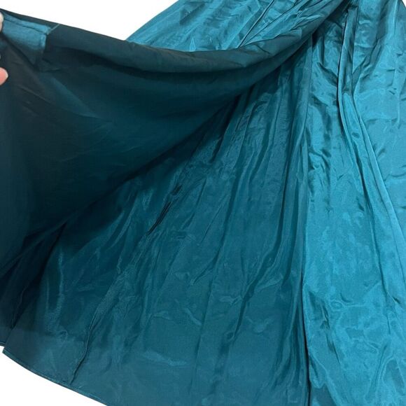 Galina Signature Emerald Charmeuse Flutter-Sleeve A-Line Dress 0 - Picture 4 of 5